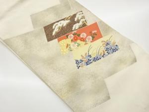 檜垣に松・草花模様織出し名古屋帯